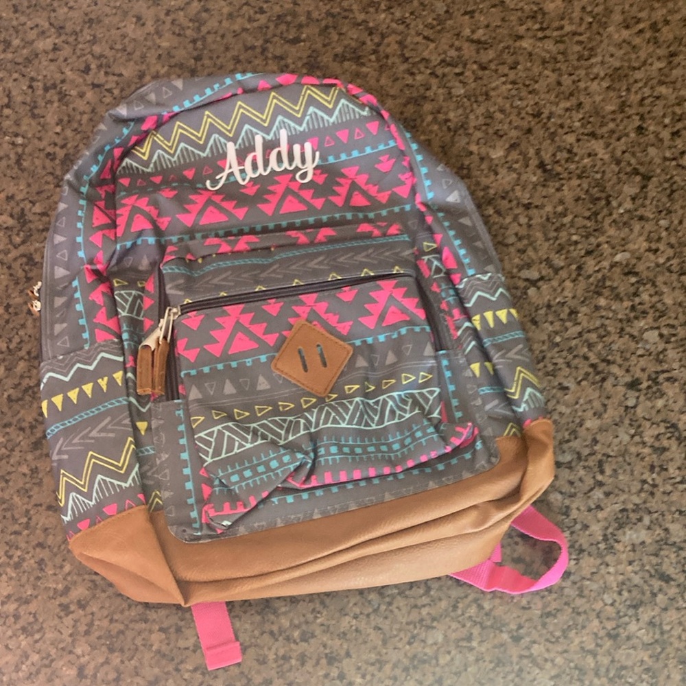 Kids Geometric Backpack - Gray and Pink